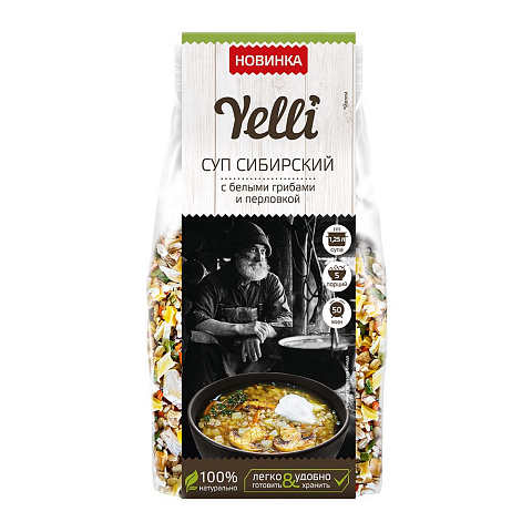 Суп Сибирский с белыми грибами и перловкой, Yelli, 125 г.